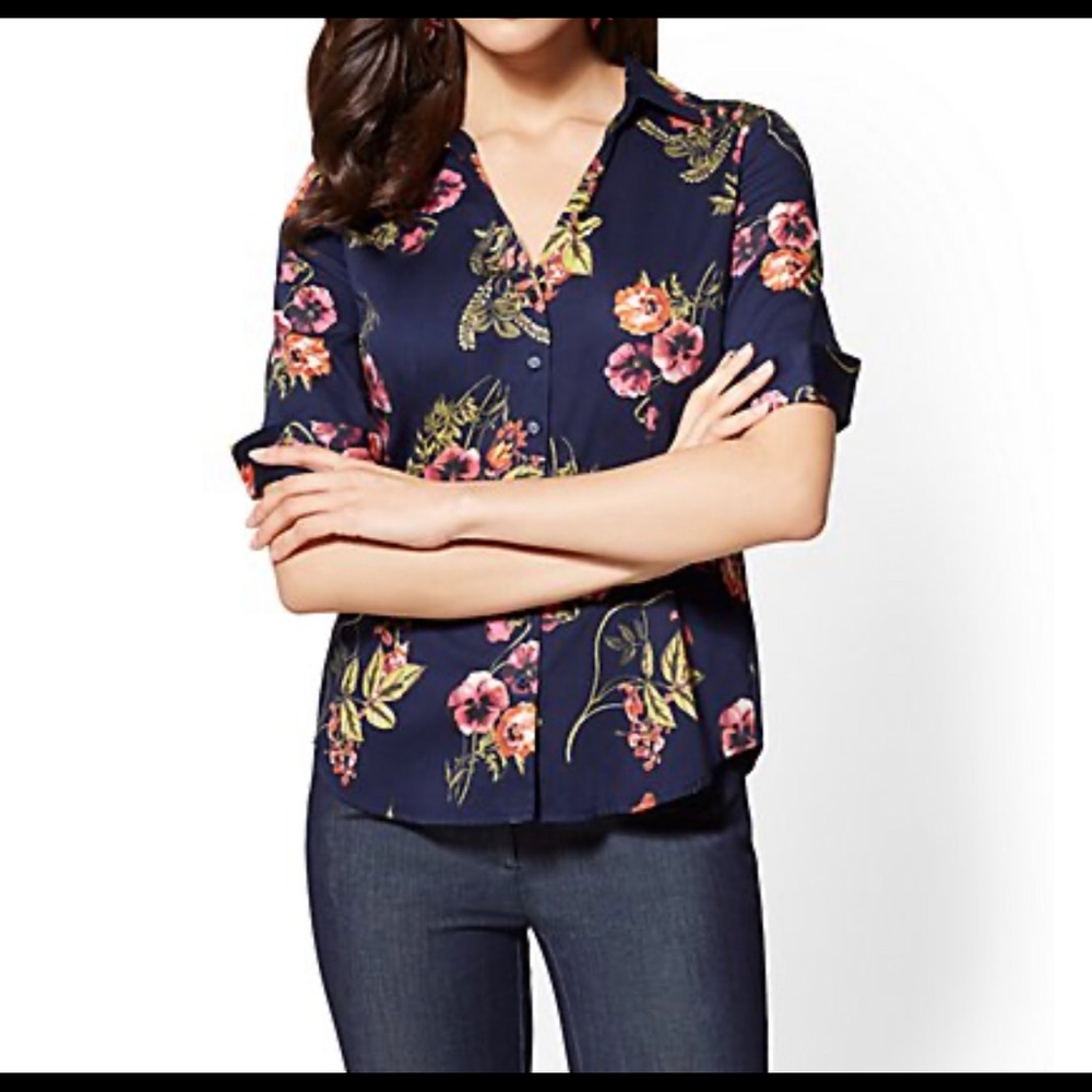 Floral Print Button Up Blouse